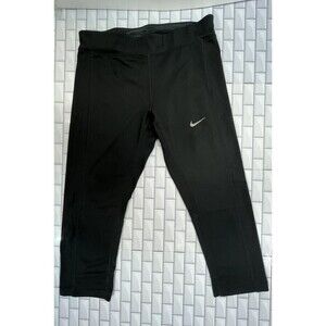 Set of 2 Nike Running Cropped Legging Womens XS Nylon Stretch Black
